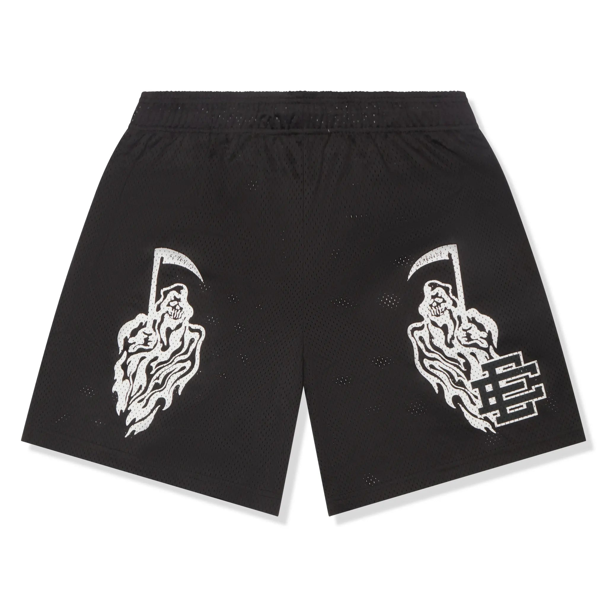 Front View of Eric Emanuel x Warren Lotas Black White Shorts (FW24)